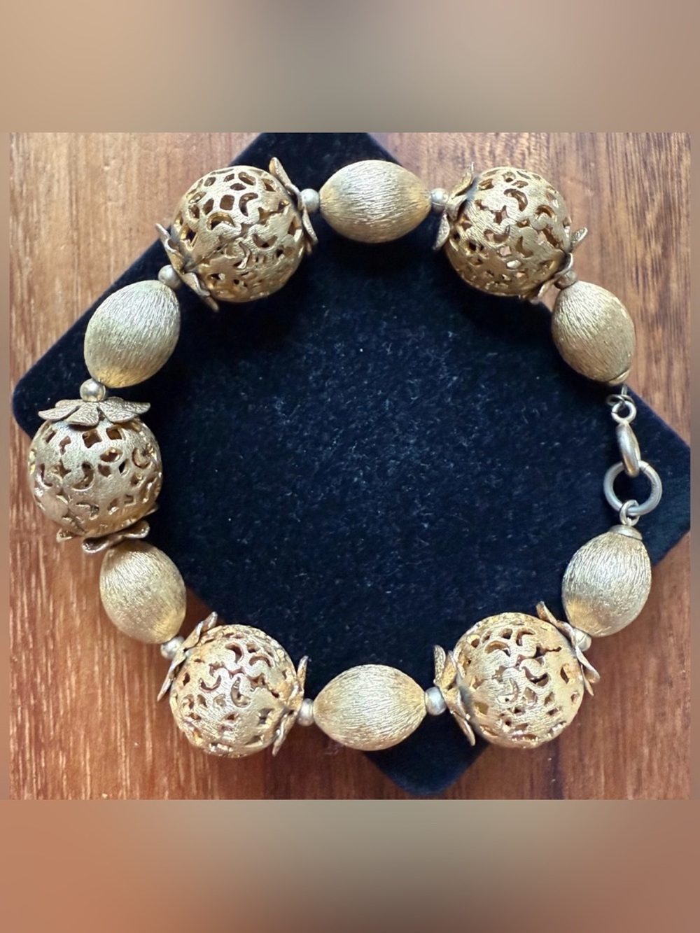 VTG Napier Gold Tone Filigree Bracelet Beaded
